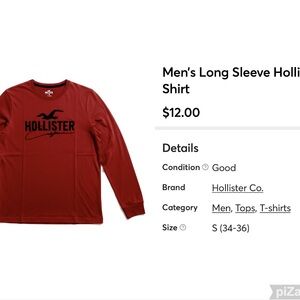 Hollister Men's Burgundy Long Sleeve Tee